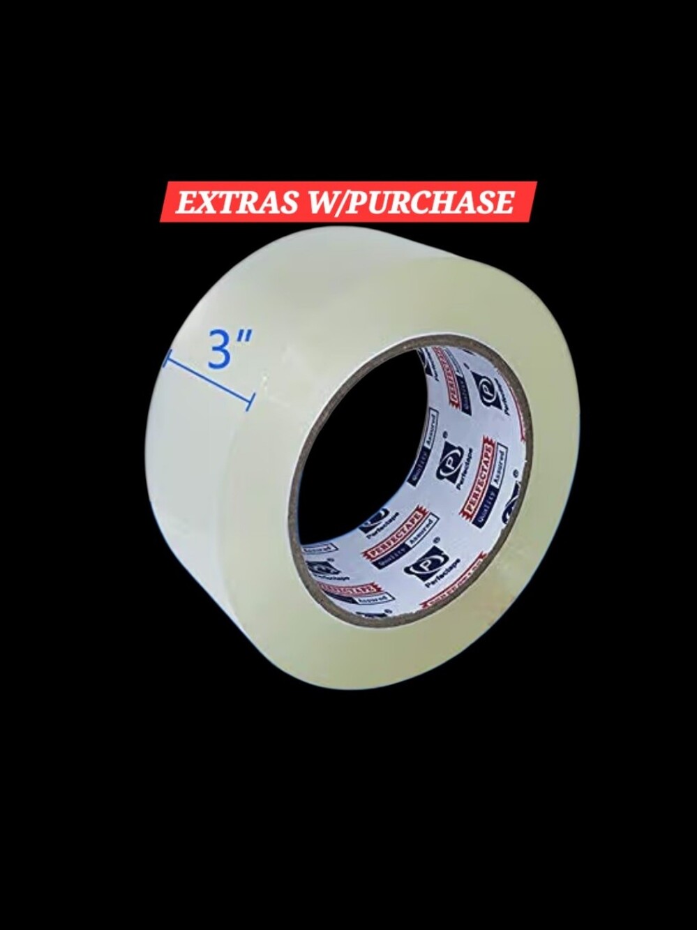 PERFECTAPE 3" Heavy Duty Mailing Tape 65yd/2.7Mil BONUS: 3 Random Polys - Picture 2 of 3